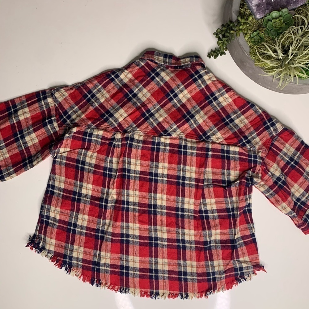 Dance Marvel cherry red Patchwork Plaid Fray butt… - image 6